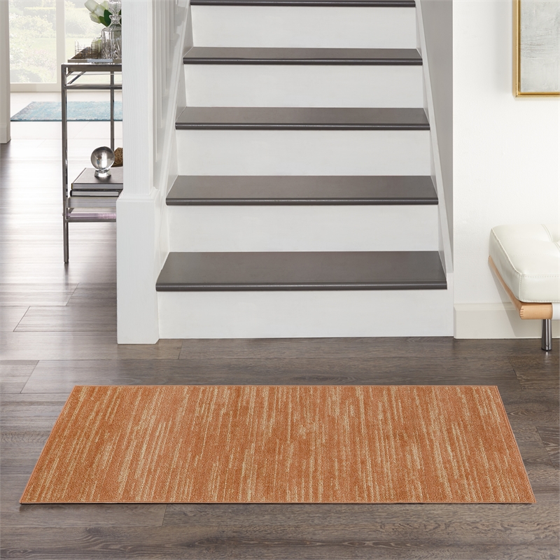 Pemberly Row Modern / Contemporary 2' x 4' Rust Fabric Area Rug