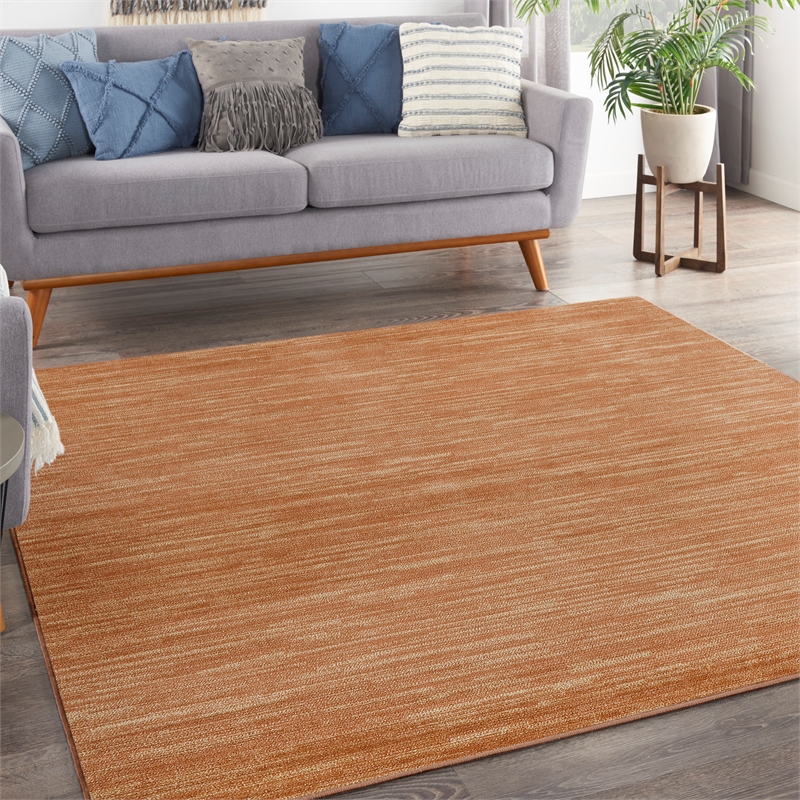 Pemberly Row Modern / Contemporary 9' x Square Rust Fabric Area Rug