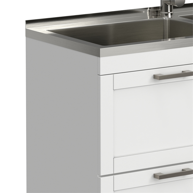 Pemberly Row Contemporary 46-inch Utility Sink & Cabinet in Pure White