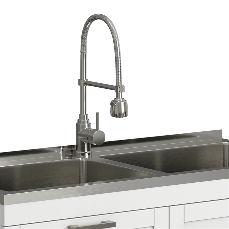 Pemberly Row Contemporary 46-inch Utility Sink & Cabinet in Pure White