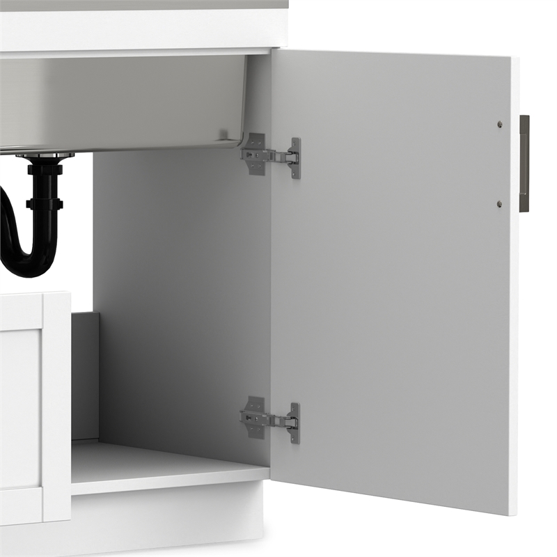 Pemberly Row Contemporary 46-inch Utility Sink & Cabinet in Pure White