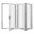 Pemberly Row 3 Panels Folding Doors In White Folded Out From Left To Right