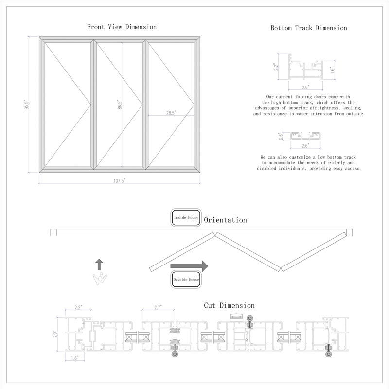 Pemberly Row 3 Panels Folding Doors In White Folded Out From Left To Right