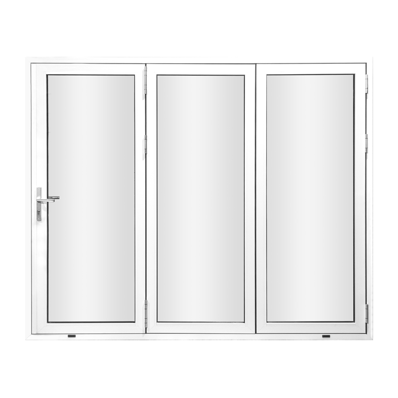 Pemberly Row 3 Panels Folding Doors In White Folded Out From Left To Right