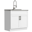 Pemberly Row Contemporary 36-inch Utility Sink & Cabinet in Pure White