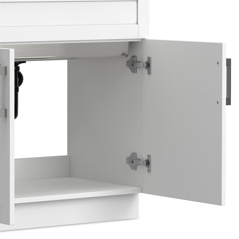 Pemberly Row Contemporary 36-inch Utility Sink & Cabinet in Pure White