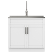 Pemberly Row Contemporary 36-inch Utility Sink & Cabinet in Pure White