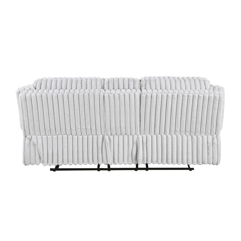 Pemberly Row Corduroy Double Reclining Love Seat with Center Console in Gray