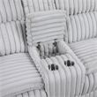 Pemberly Row Corduroy Double Reclining Love Seat with Center Console in Gray