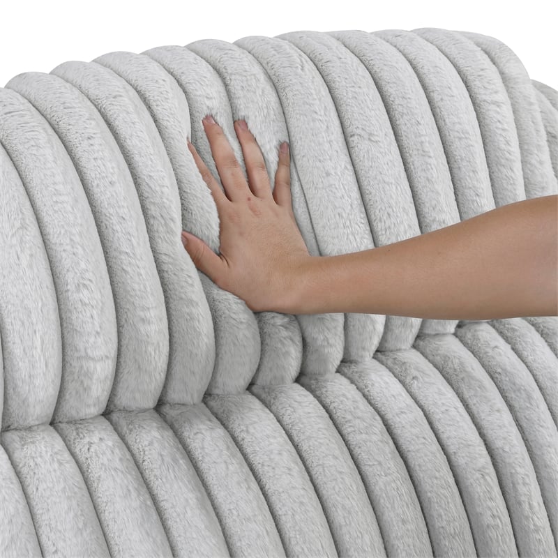 Pemberly Row Corduroy Double Reclining Love Seat with Center Console in Gray