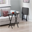 Pemberly Row Contemporary 2-Piece Snack Table Set in Black Finish