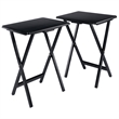 Pemberly Row Contemporary 2-Piece Snack Table Set in Black Finish