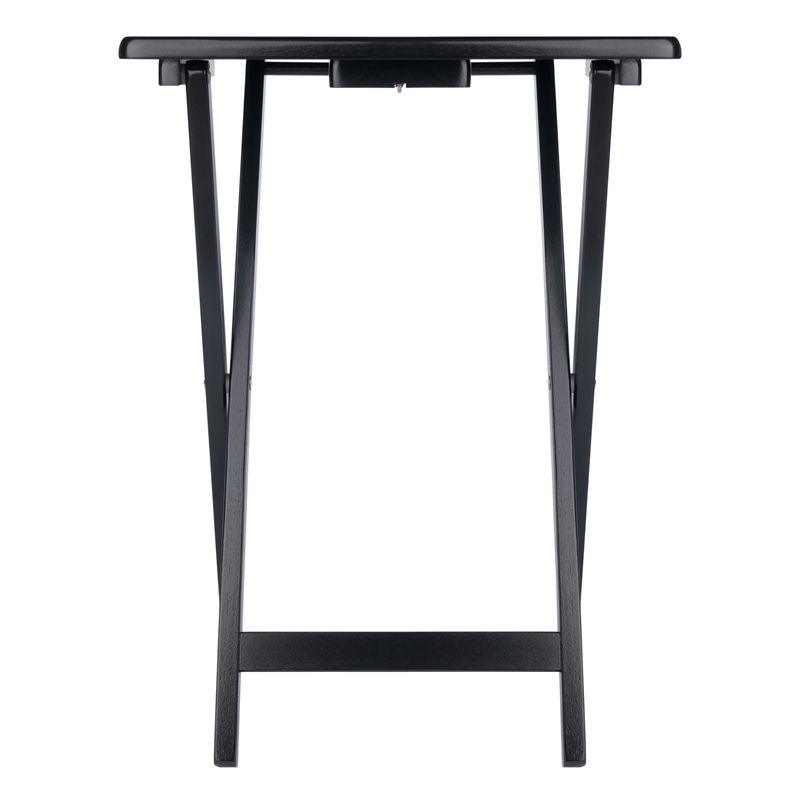 Pemberly Row Contemporary 2-Piece Snack Table Set in Black Finish