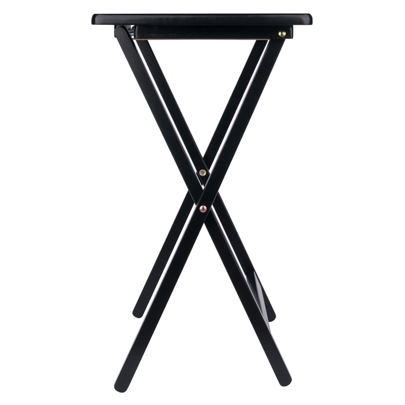 Pemberly Row Contemporary 2-Piece Snack Table Set in Black Finish