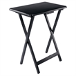 Pemberly Row Contemporary 2-Piece Snack Table Set in Black Finish