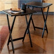 Pemberly Row Contemporary 2-Piece Snack Table Set in Black Finish