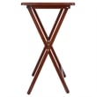 Pemberly Row Contemporary 2-Piece Snack Table Set in Walnut Finish