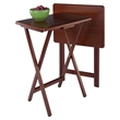 Pemberly Row Contemporary 2-Piece Snack Table Set in Walnut Finish
