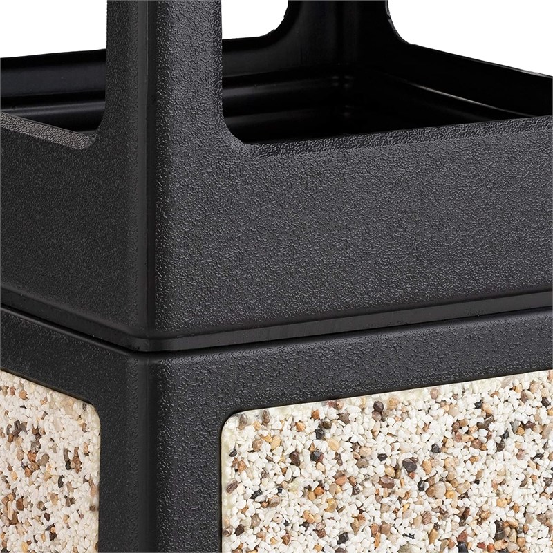 Pemberly Row Outdoor/Indoor Aggregate Side Opening Trash Can 38-Gallon Black