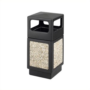 Pemberly Row Outdoor/Indoor Aggregate Side Opening Trash Can 38-Gallon Black