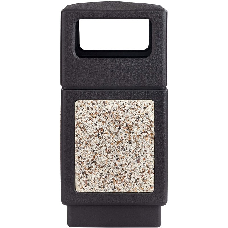 Pemberly Row Outdoor/Indoor Aggregate Side Opening Trash Can 38-Gallon Black