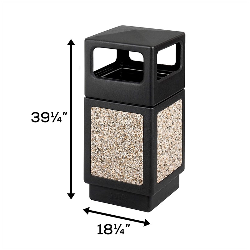 Pemberly Row Outdoor/Indoor Aggregate Side Opening Trash Can 38-Gallon Black