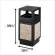Pemberly Row Outdoor/Indoor Aggregate Side Opening Trash Can 38-Gallon Black