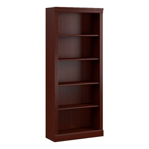 Pemberly Row Contemporary Tall 5 Shelf Bookcase in Harvest Cherry
