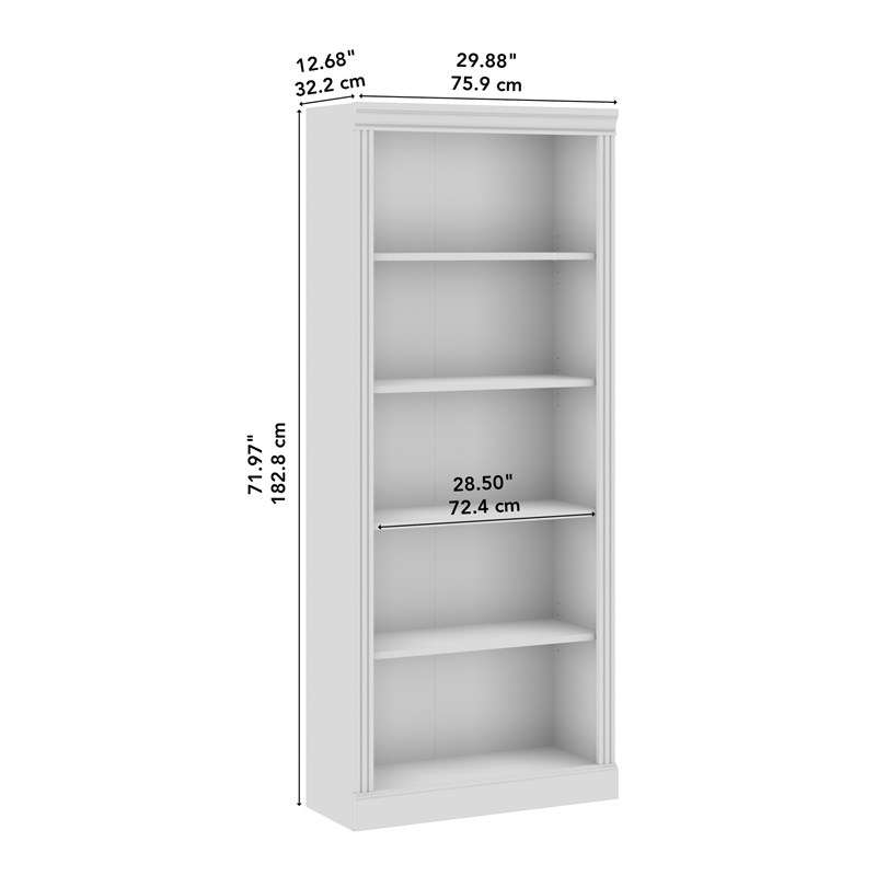 Pemberly Row Contemporary Tall 5 Shelf Bookcase in Harvest Cherry