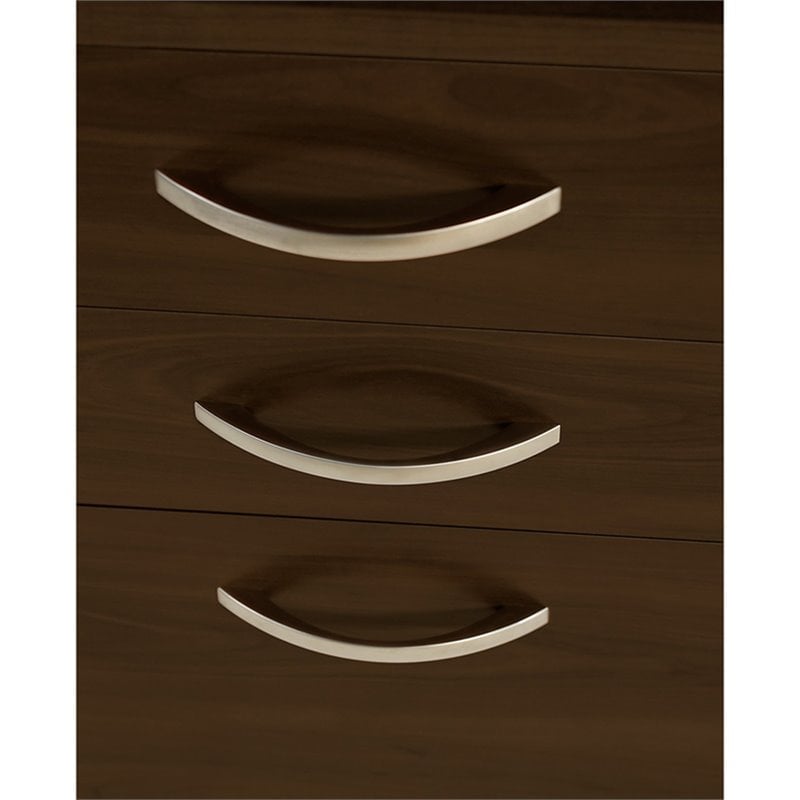 Pemberly Row Engineered Wood Computer Desk with Mobile Pedestal in Mocha Cherry