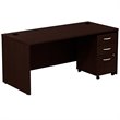 Pemberly Row Engineered Wood Computer Desk with Mobile Pedestal in Mocha Cherry