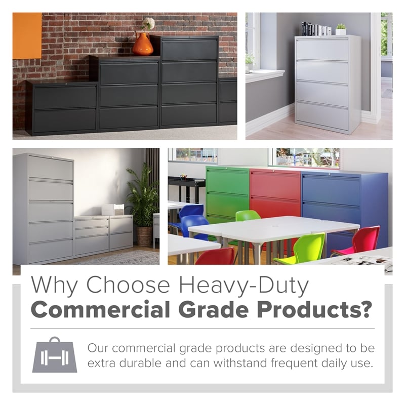 Pemberly Row 42-in Wide Metal 5 Drawer Lateral Filing Cabinet Putty/Beige