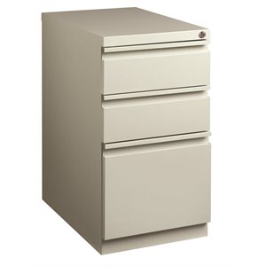 Pemberly Row 23&quotD Gray Mobile Pedestal 3-Drawer Filing Cabinet Box/Box/File