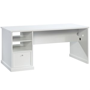 Pemberly Row Contemporary Engineered Wood 65&quot Crafts Table in White