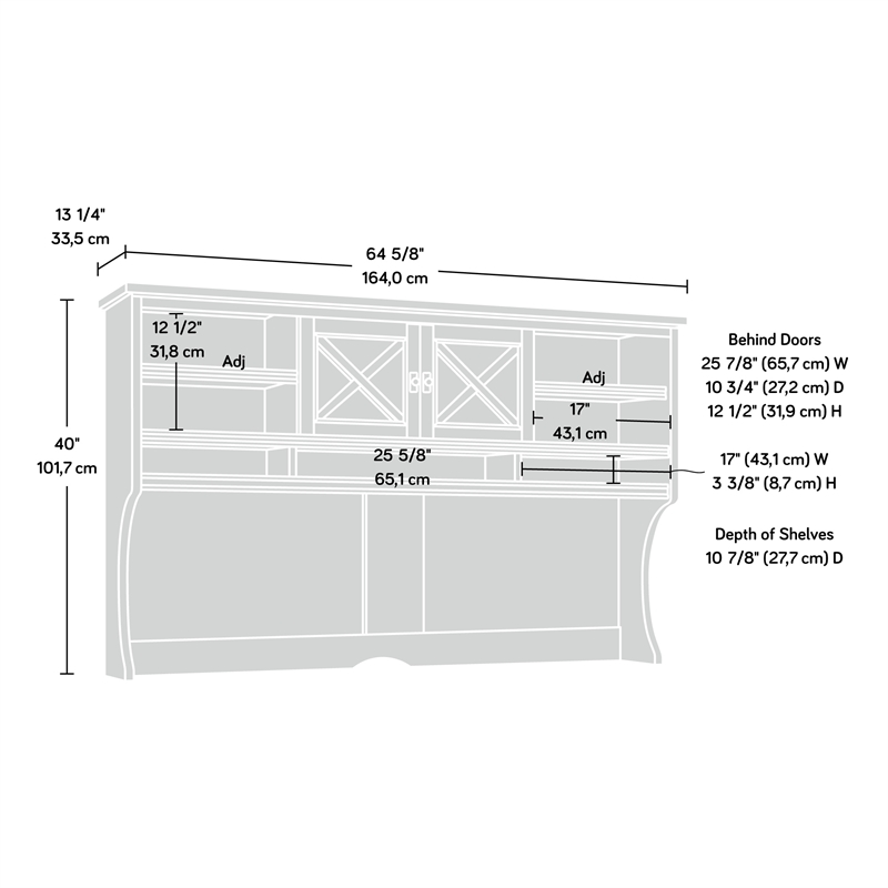 Pemberly Row Engineered Wood 2 Door Credenza Desk Hutch in Coffee Oak