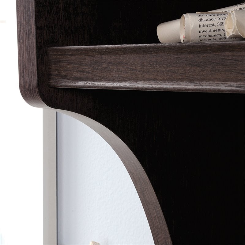 Pemberly Row Engineered Wood 2 Door Credenza Desk Hutch in Coffee Oak