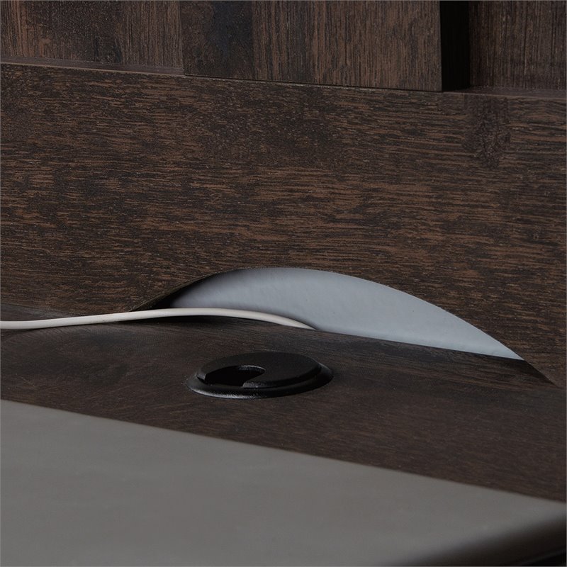 Pemberly Row Engineered Wood 2 Door Credenza Desk Hutch in Coffee Oak