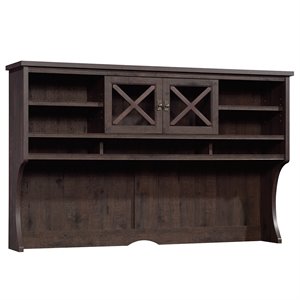 Pemberly Row Engineered Wood 2 Door Credenza Desk Hutch in Coffee Oak