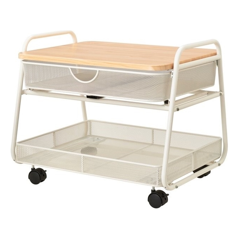 Pemberly Row Contemporary Stainless Steel Under Desk Machine White Stand