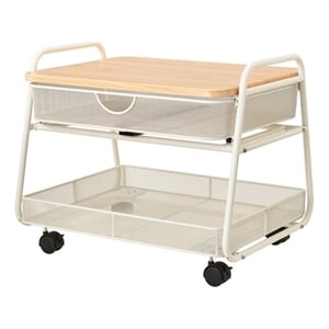 Pemberly Row Contemporary Stainless Steel Under Desk Machine White Stand