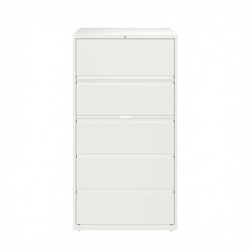 Pemberly Row 36-in Wide 5 Drawer Metal Lateral Filing Cabinet White