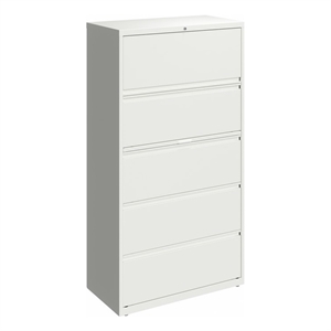 Pemberly Row 36-in Wide 5 Drawer Metal Lateral Filing Cabinet White