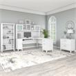 Pemberly Row 72W L Shaped Desk Set with Hutch and Storage in White-Wood