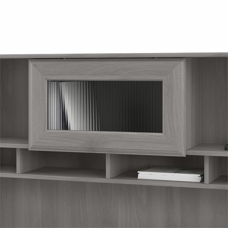 Pemberly Row Contemporary 60W Hutch in Modern Gray-Engineered Wood