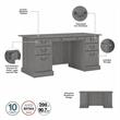 Pemberly Row Executive Desk and Bookcase Set in Modern Gray-Engineered Wood