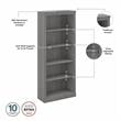 Pemberly Row Executive Desk and Bookcase Set in Modern Gray-Engineered Wood