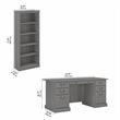 Pemberly Row Executive Desk and Bookcase Set in Modern Gray-Engineered Wood