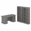 Pemberly Row Executive Desk and Bookcase Set in Modern Gray-Engineered Wood
