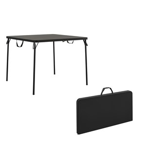 Pemberly Row XL 38.5&quot Fold-in-Half Card Table with Handle in Black