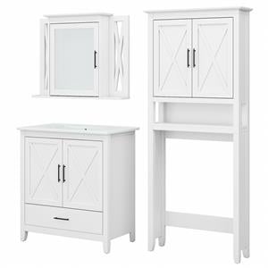 Pemberly Row Engineered Wood Bathroom Vanity Set with Space Saver in White Ash